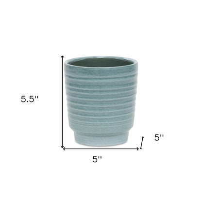Celadon Ceramic 35 Ounce Striped Round Distressed Pot Planter HomeRoots