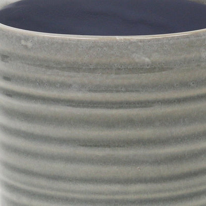 Gray Ceramic 23 Ounce Striped Round Distressed Pot Planter HomeRoots