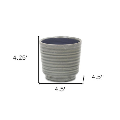 Gray Ceramic 23 Ounce Striped Round Distressed Pot Planter HomeRoots