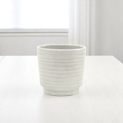 White Ceramic 23 Ounce Round Distressed Pot Planter HomeRoots