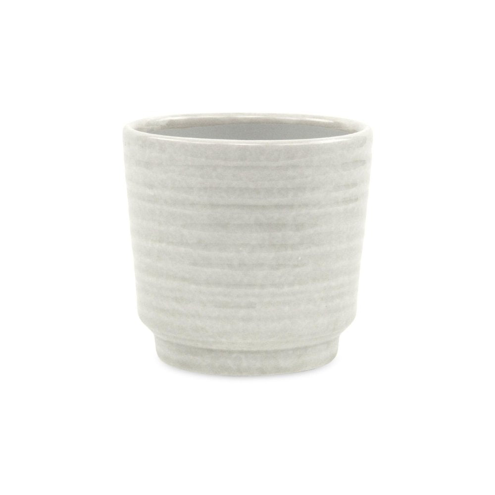 White Ceramic 23 Ounce Round Distressed Pot Planter HomeRoots