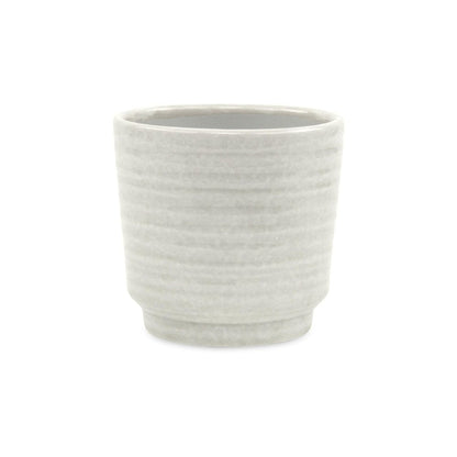White Ceramic 23 Ounce Round Distressed Pot Planter HomeRoots