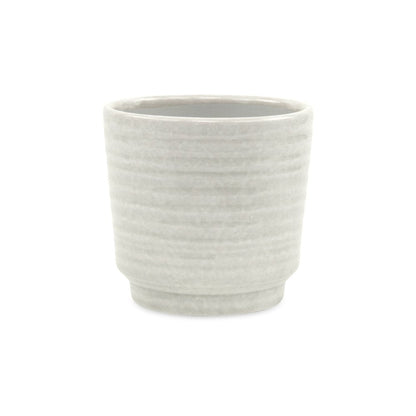 White Ceramic 23 Ounce Round Distressed Pot Planter HomeRoots