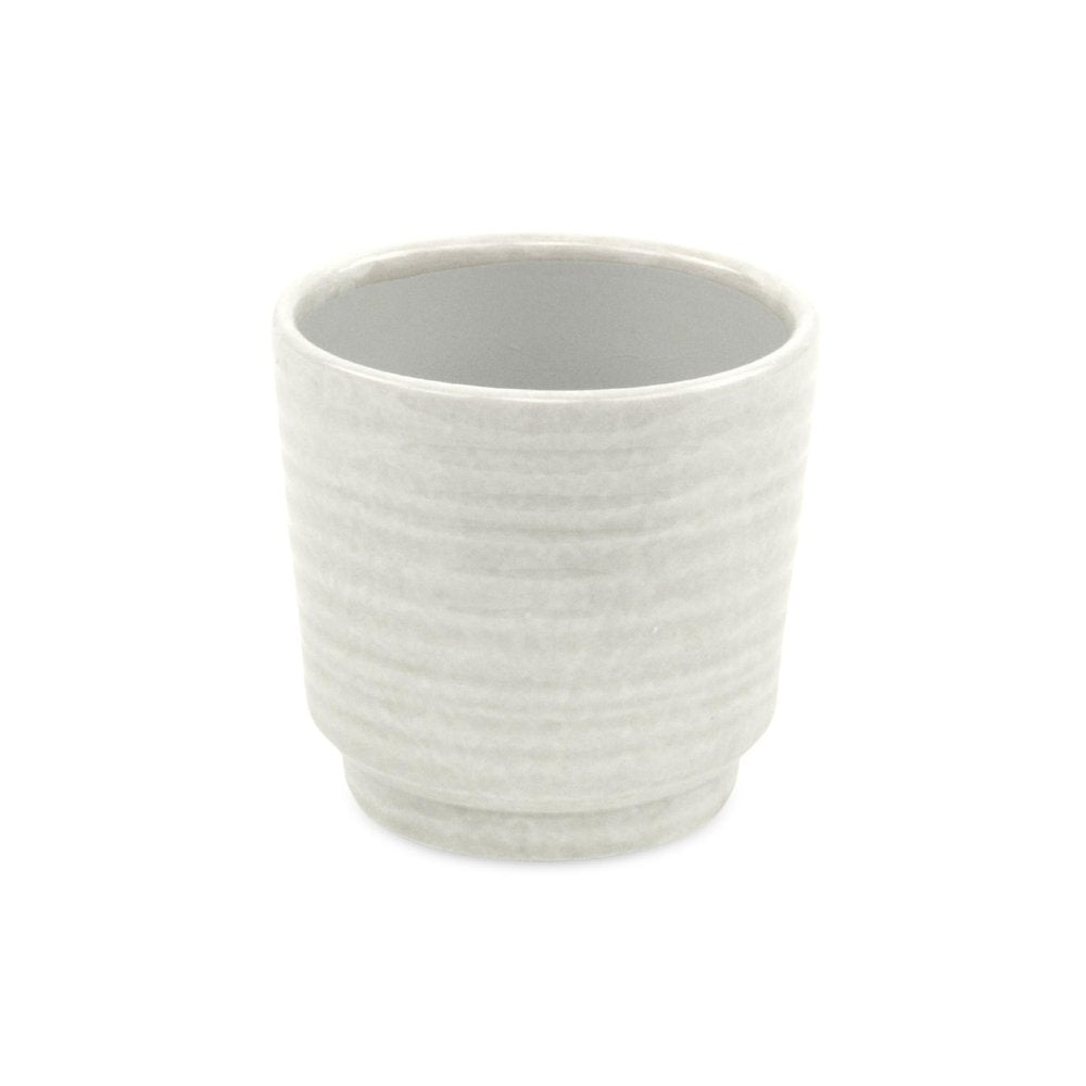 White Ceramic 23 Ounce Round Distressed Pot Planter HomeRoots