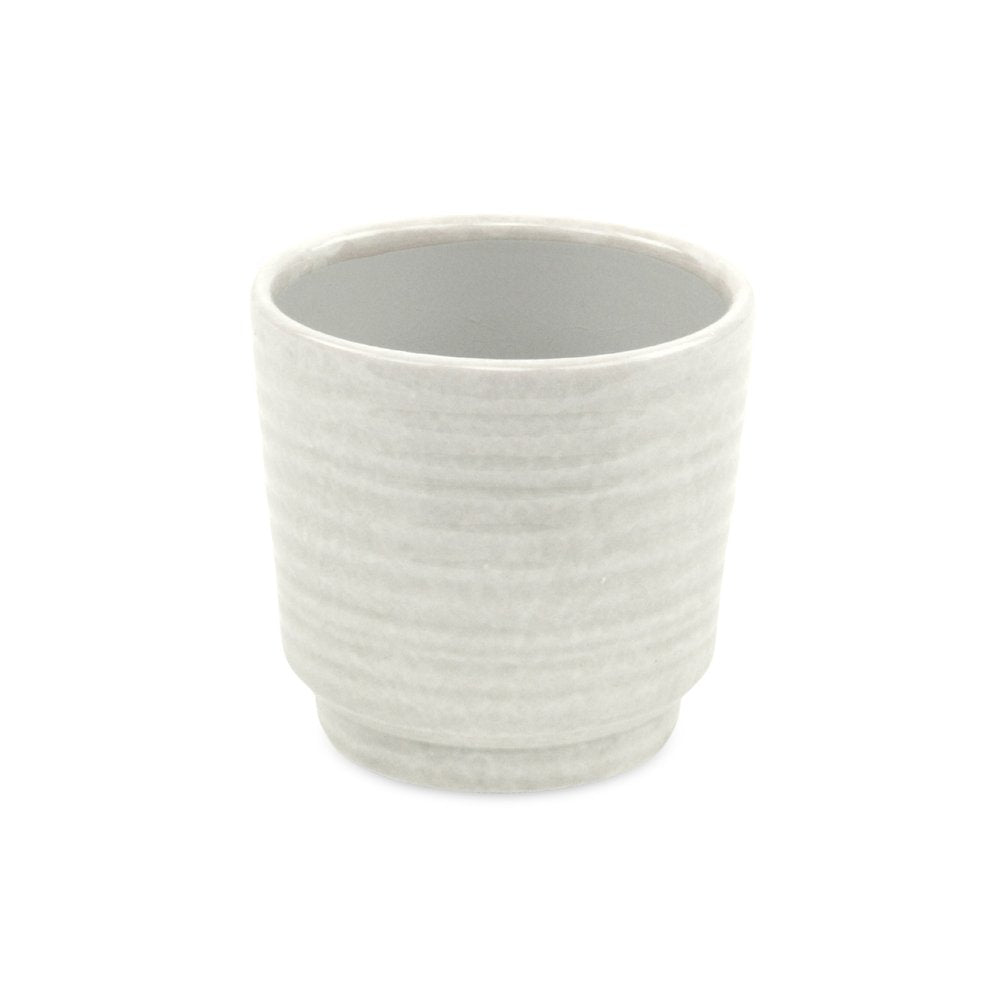 White Ceramic 23 Ounce Round Distressed Pot Planter HomeRoots