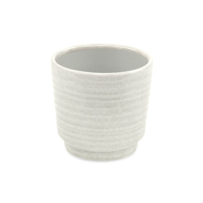White Ceramic 23 Ounce Round Distressed Pot Planter HomeRoots