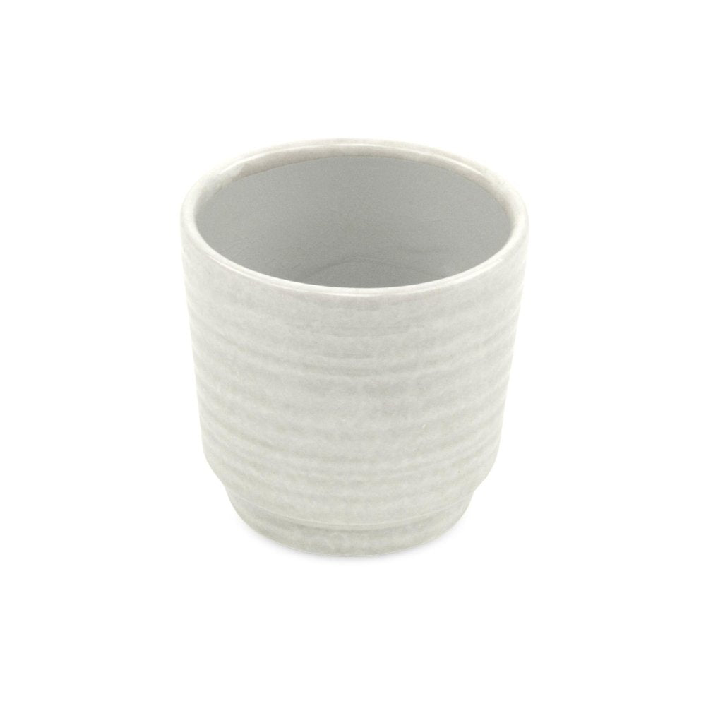 White Ceramic 23 Ounce Round Distressed Pot Planter HomeRoots