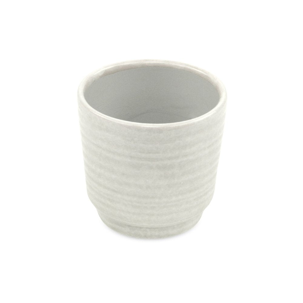White Ceramic 23 Ounce Round Distressed Pot Planter HomeRoots
