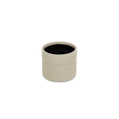 Off White Ceramic 25 Ounce Dotted Round Distressed Pot Planter HomeRoots