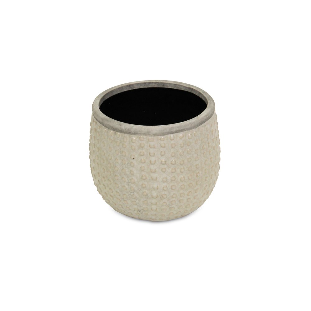 6" Beige Dot Ceramic Indoor Outdoor Round Pot Planter — view 1