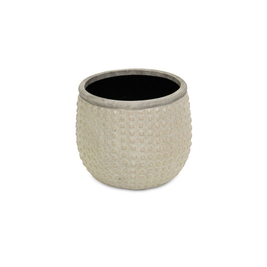 6" Beige Dot Ceramic Indoor Outdoor Round Pot Planter HomeRoots