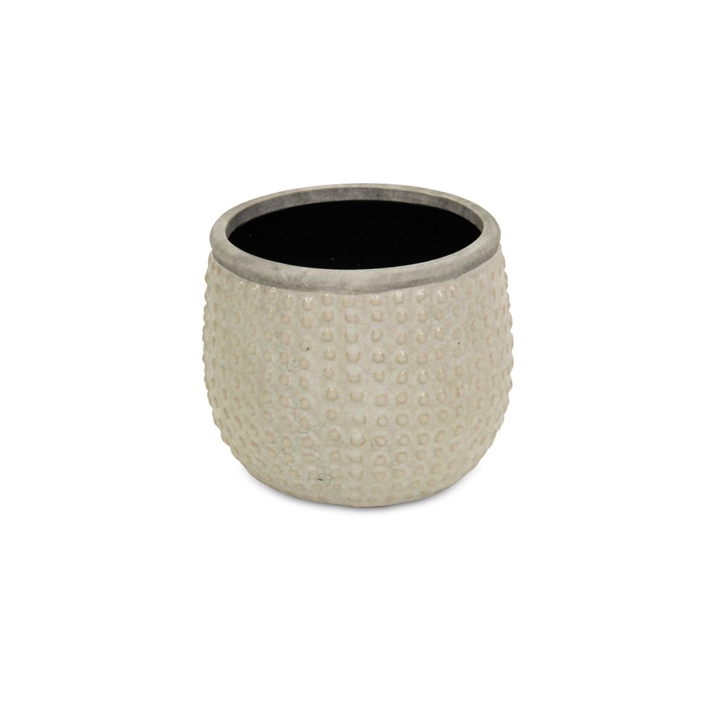 6" Beige Dot Ceramic Indoor Outdoor Round Pot Planter HomeRoots