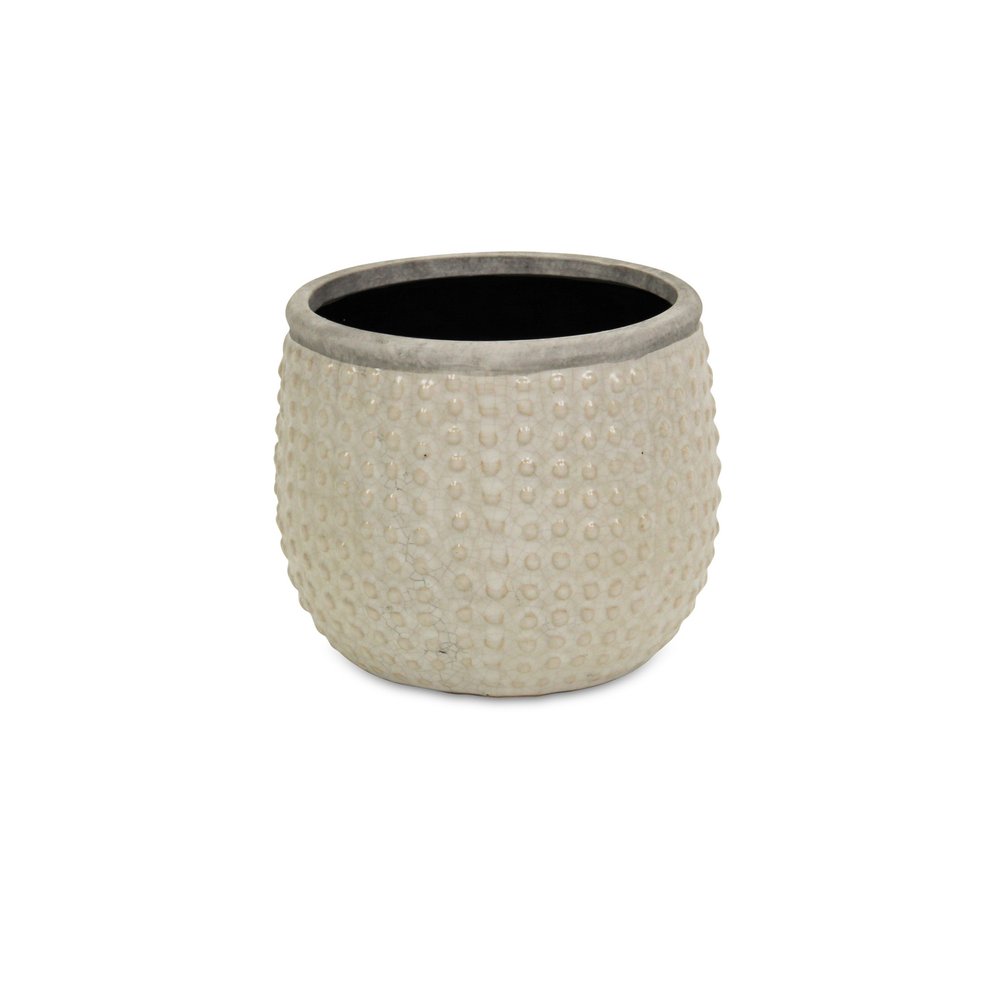 6" Beige Dot Ceramic Indoor Outdoor Round Pot Planter HomeRoots