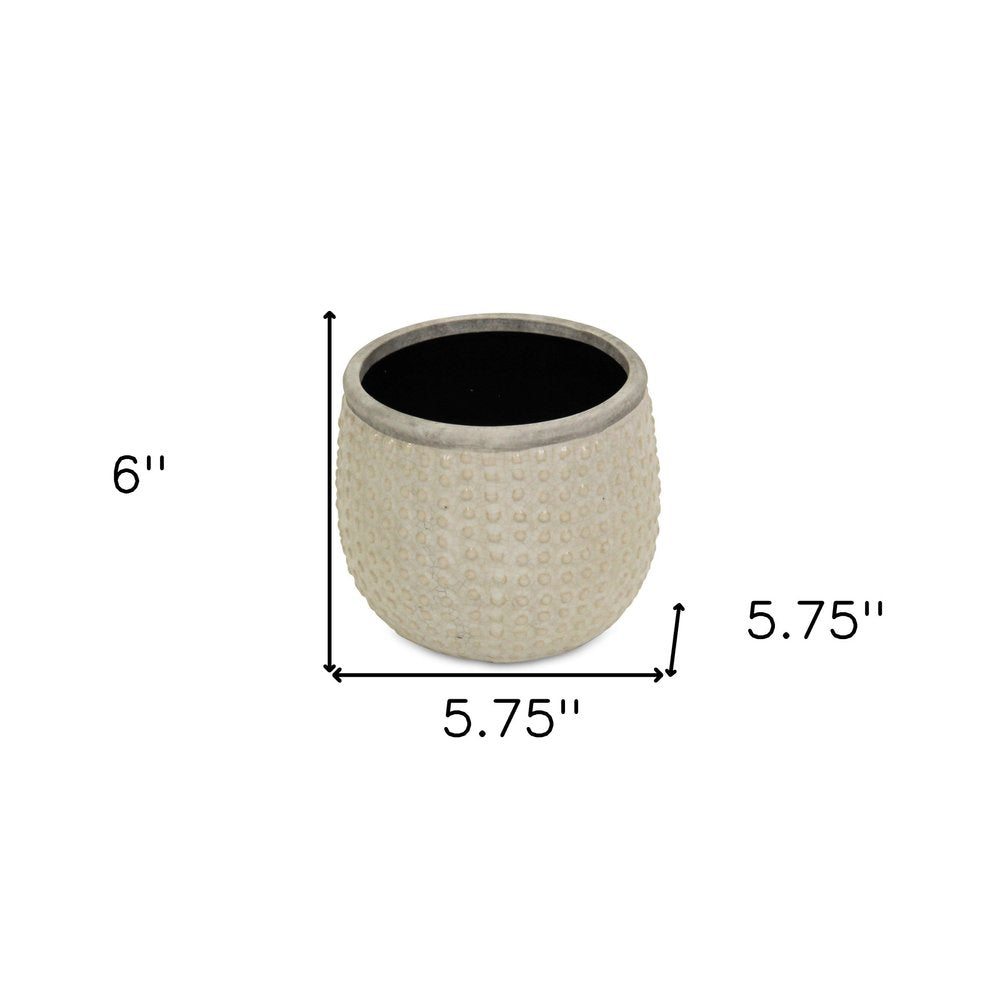 6" Beige Dot Ceramic Indoor Outdoor Round Pot Planter HomeRoots