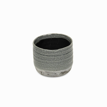 Gray Ceramic 19 Ounce Two Toned Round Distressed Pot Planter HomeRoots