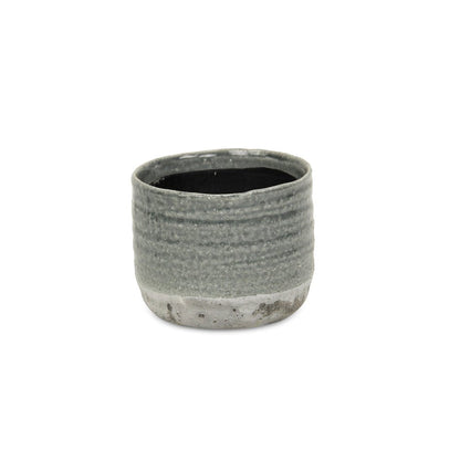 Gray Ceramic 19 Ounce Two Toned Round Distressed Pot Planter HomeRoots