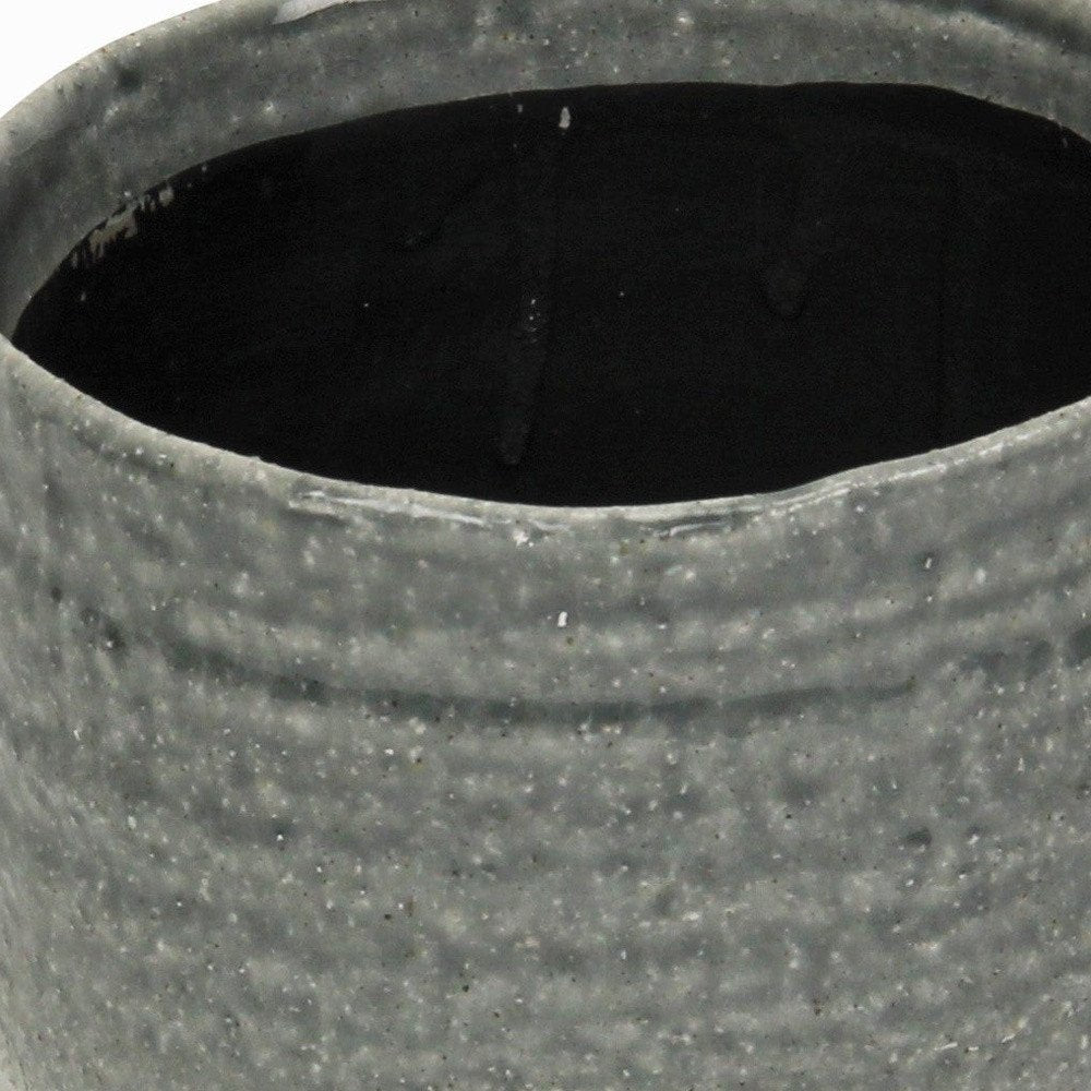 Gray Ceramic 19 Ounce Two Toned Round Distressed Pot Planter HomeRoots