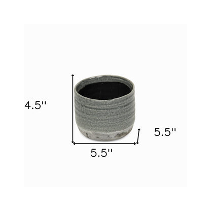 Gray Ceramic 19 Ounce Two Toned Round Distressed Pot Planter HomeRoots