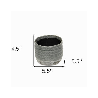 Gray Ceramic 19 Ounce Two Toned Round Distressed Pot Planter HomeRoots