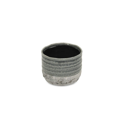 Gray Ceramic 36 Ounce Two Toned Round Distressed Pot Planter HomeRoots