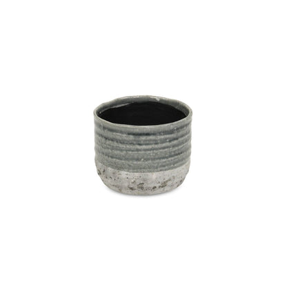 Gray Ceramic 36 Ounce Two Toned Round Distressed Pot Planter HomeRoots