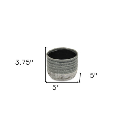 Gray Ceramic 36 Ounce Two Toned Round Distressed Pot Planter HomeRoots