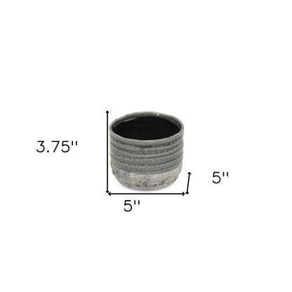 Gray Ceramic 36 Ounce Two Toned Round Distressed Pot Planter HomeRoots