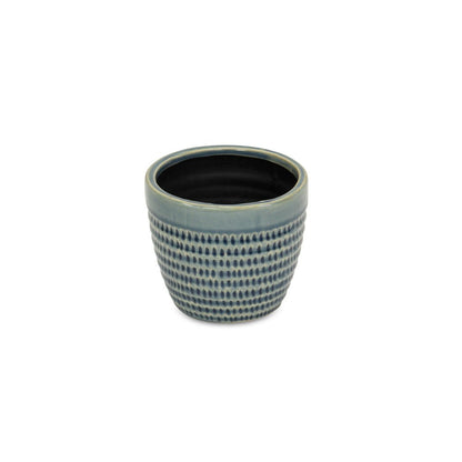 Blue Ceramic 22 Ounce Dotted Round Distressed Pot Planter HomeRoots