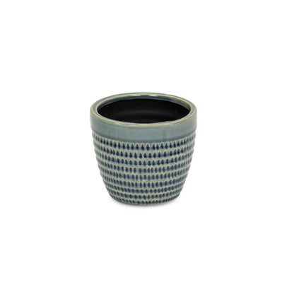 Blue Ceramic 22 Ounce Dotted Round Distressed Pot Planter HomeRoots