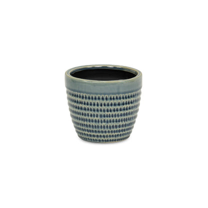 Blue Ceramic 22 Ounce Dotted Round Distressed Pot Planter HomeRoots
