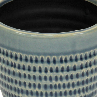 Blue Ceramic 22 Ounce Dotted Round Distressed Pot Planter HomeRoots