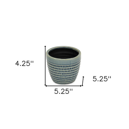 Blue Ceramic 22 Ounce Dotted Round Distressed Pot Planter HomeRoots