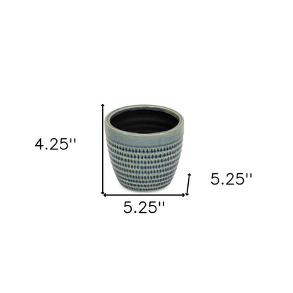 Blue Ceramic 22 Ounce Dotted Round Distressed Pot Planter HomeRoots