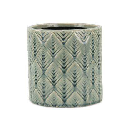 6" Green Geometric Ceramic Indoor Outdoor Round Pot Planter HomeRoots
