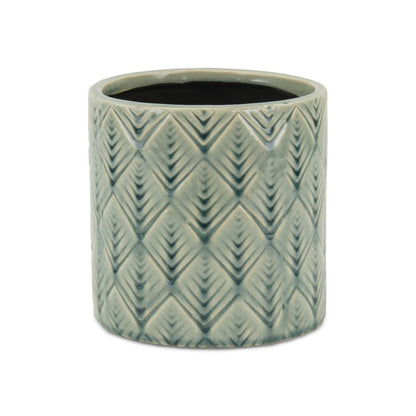 6" Green Geometric Ceramic Indoor Outdoor Round Pot Planter HomeRoots