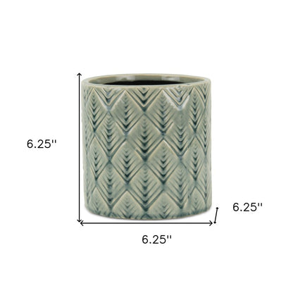 6" Green Geometric Ceramic Indoor Outdoor Round Pot Planter HomeRoots