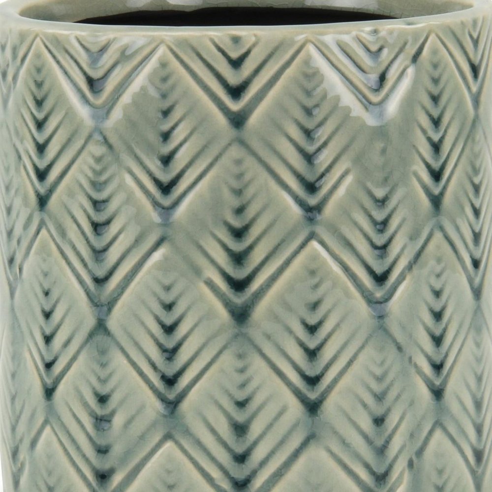 6" Green Geometric Ceramic Indoor Outdoor Round Pot Planter HomeRoots