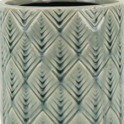 6" Green Geometric Ceramic Indoor Outdoor Round Pot Planter HomeRoots