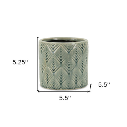 Green Ceramic 33 Ounce Geometric Round Distressed Pot Planter HomeRoots