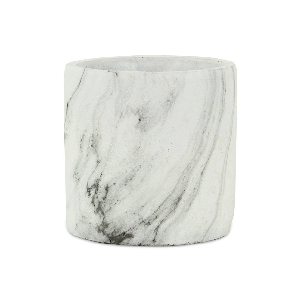 6" White and Gray Marbleized Ceramic Indoor Outdoor Round Pot Planter HomeRoots