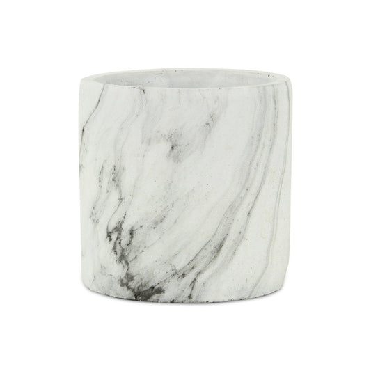 6" White and Gray Marbleized Ceramic Indoor Outdoor Round Pot Planter