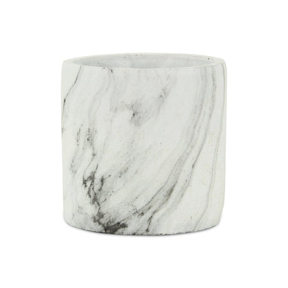 6" White and Gray Marbleized Ceramic Indoor Outdoor Round Pot Planter HomeRoots