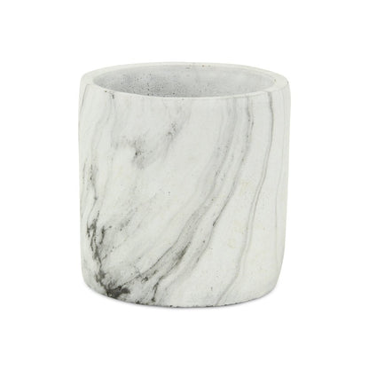 6" White and Gray Marbleized Ceramic Indoor Outdoor Round Pot Planter HomeRoots