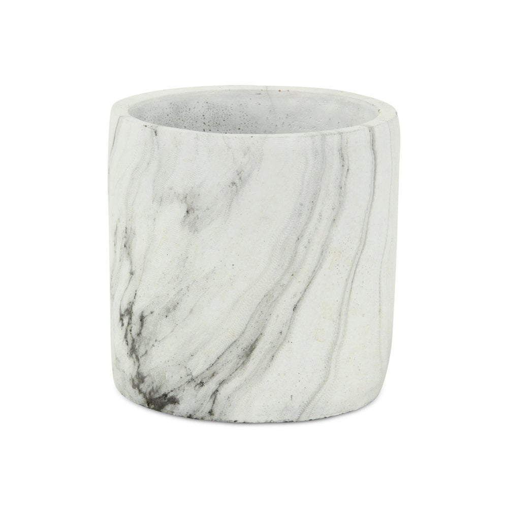 6" White and Gray Marbleized Ceramic Indoor Outdoor Round Pot Planter HomeRoots