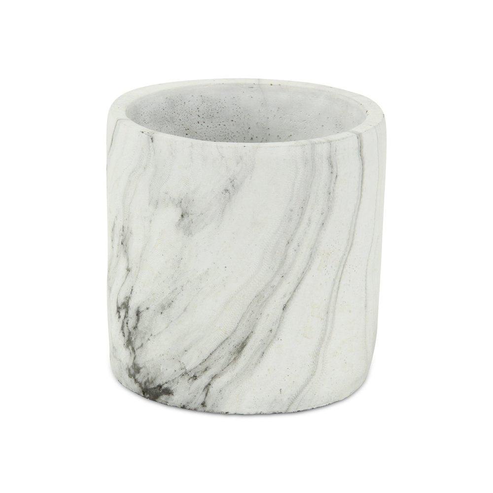 6" White and Gray Marbleized Ceramic Indoor Outdoor Round Pot Planter HomeRoots
