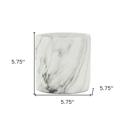 6" White and Gray Marbleized Ceramic Indoor Outdoor Round Pot Planter HomeRoots