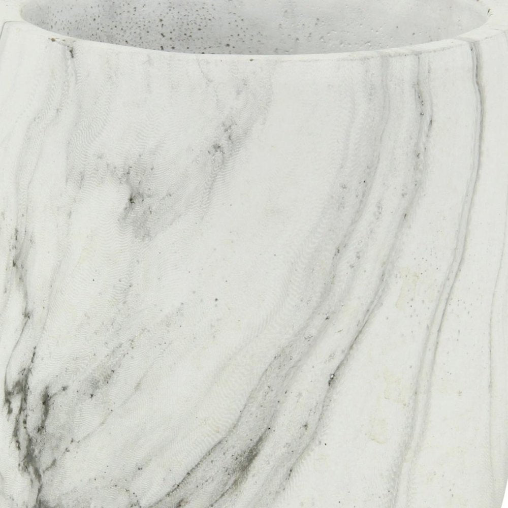 6" White and Gray Marbleized Ceramic Indoor Outdoor Round Pot Planter HomeRoots
