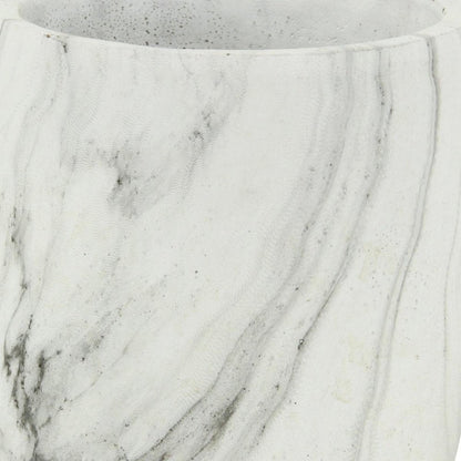 6" White and Gray Marbleized Ceramic Indoor Outdoor Round Pot Planter HomeRoots