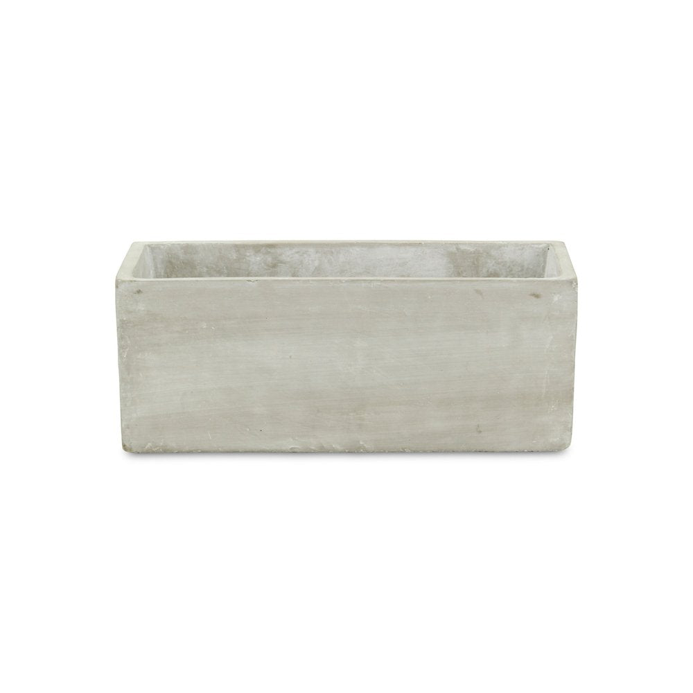9" Light Gray Cement Indoor Outdoor Rectangular Pot Planter HomeRoots