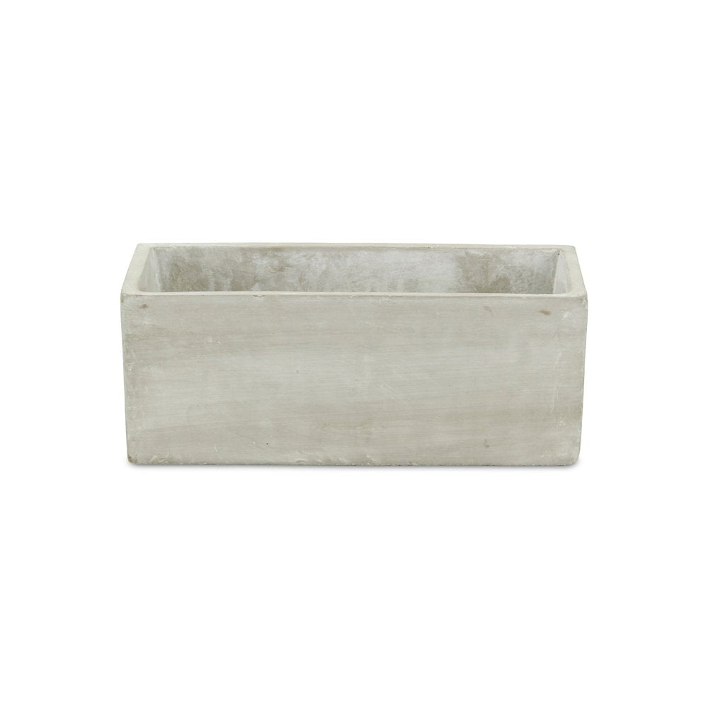 9" Light Gray Cement Indoor Outdoor Rectangular Pot Planter HomeRoots